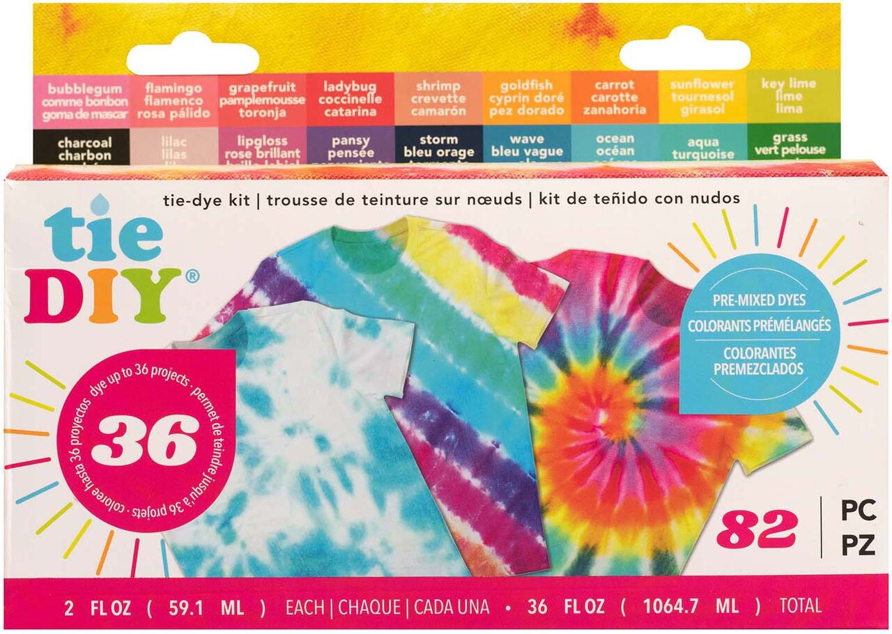 American Crafts Medium Tie Dye Kit 2oz 82/Pkg-18 ASSORTED COLORS